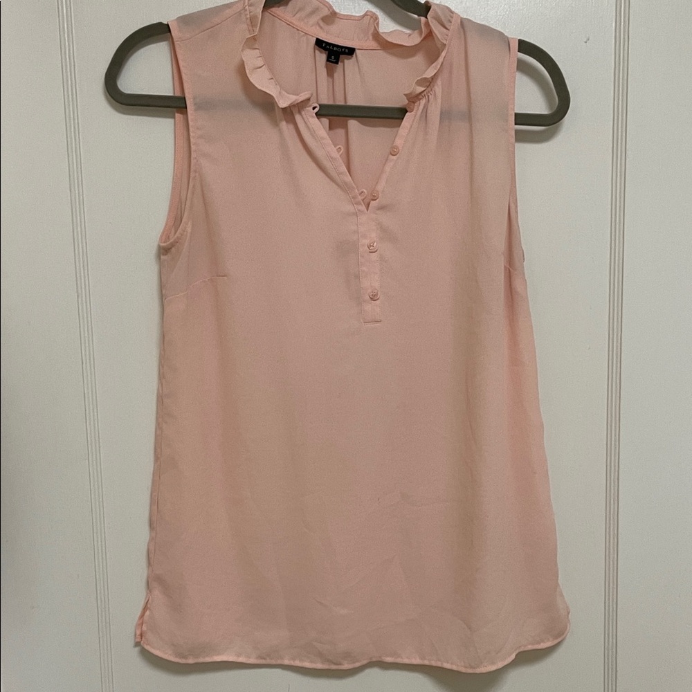 Talbots Soft Pink Ruffle Neck Blouse